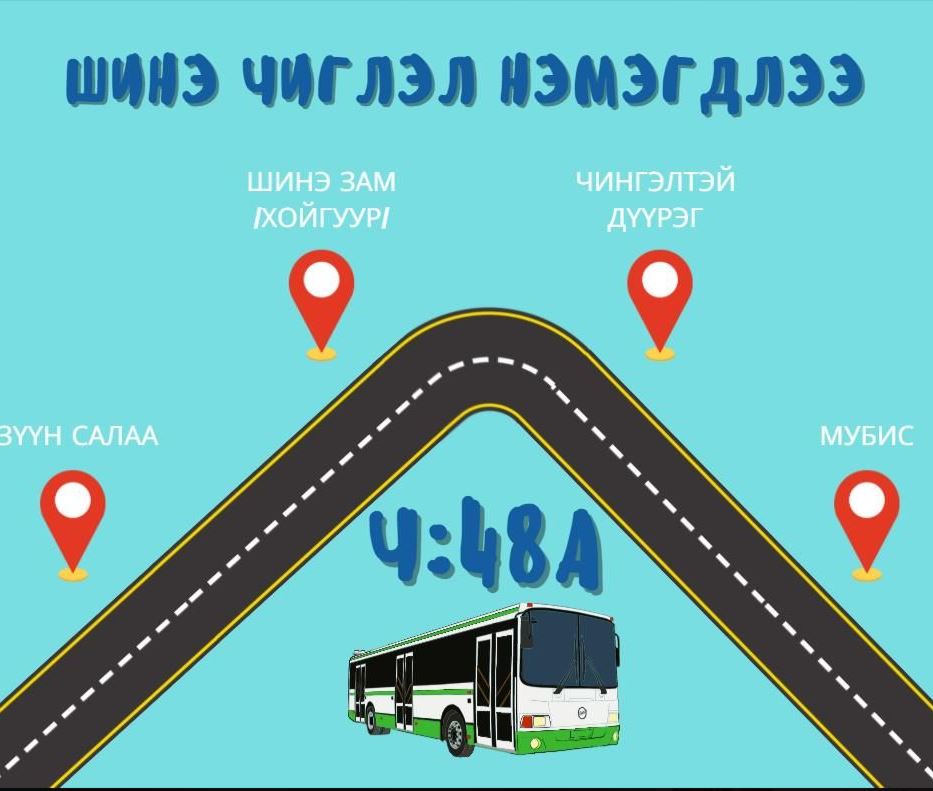 “Зүүн салаа - Шинэ зам /хойгуур/-Чингэлтэй дүүрэг -МУБИС” гэсэн шинэ чиглэлд нийтийн тээвэр явж эхэллээ